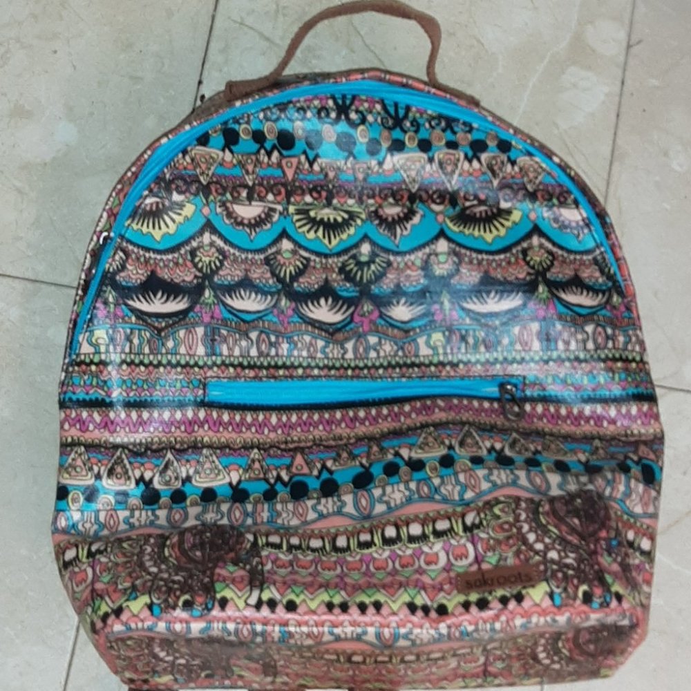 Sakroots Rockaway Elephant Tribal‎ Print Backpack Laptop Coated Natural